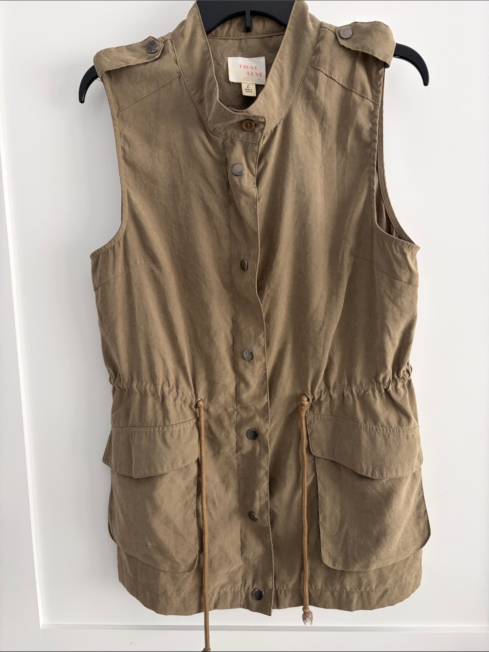 First Love Khaki Drawstring Utility Vest
